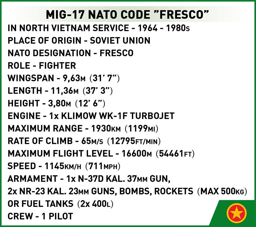 COBI 2424 MiG-17 NATO Code "Fresco"